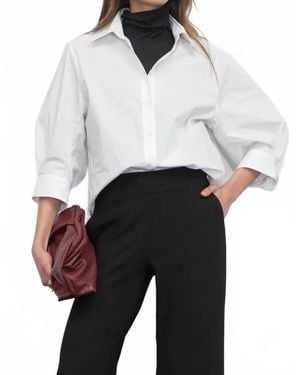 Greylin Thea Oversized Lantern Sleeve Button Down Shirt - White