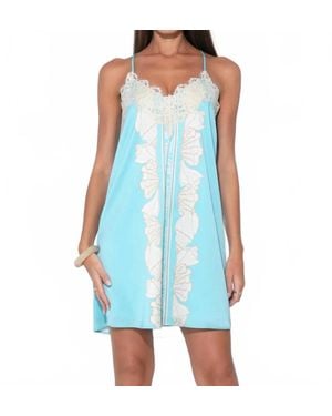 Adelyn Rae Celeste Lace Trim Seashell Mini Dress - Blue