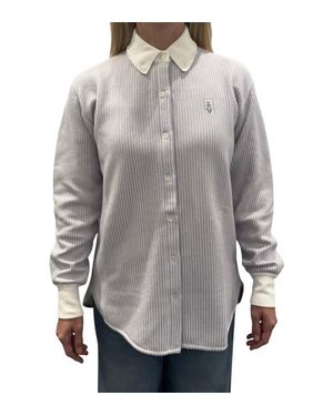 Barrie Striped Long Sleeve Overshirt - Gray