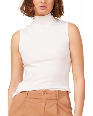 Monrow Needle Rib Mock Neck Tank - White