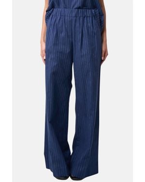 Phoebe Jon Abby Cotton Linen Striped Pant - Blue