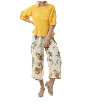 Orientique Guatemala Print Wide Leg Pant - Yellow