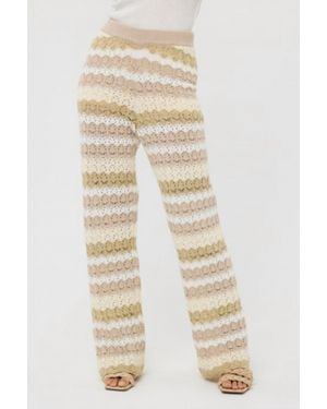 EsQualo Knit Striped Pants - Natural