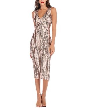 AMINA GLAM Midi Dress - Metallic