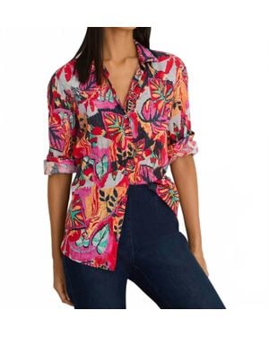 NIC+ZOE Kauai Garden Crinkle Shirt - Red