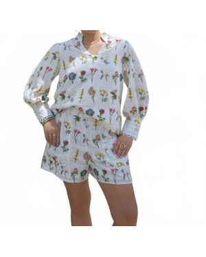 Emily Lovelock Hailey Embroidered Blouse - Blue