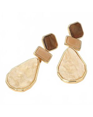 Sensibling Corp Noelle Geometric Resin Plate Drop Earrings - Natural
