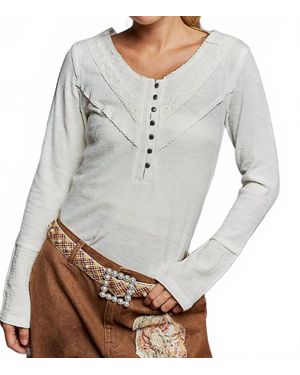 Pol Desiree V-Neck Top - Gray