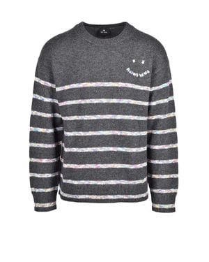 Paul Smith Striped Wool-Blend Crewneck Sweater - Gray