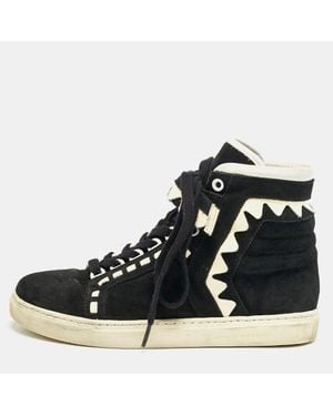 Sophia Webster Monochrome Suede And Patent Leather Riko High Top Sneakers - Black
