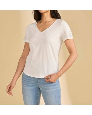 Fdj Pearl Embellished V-Neck Top - White