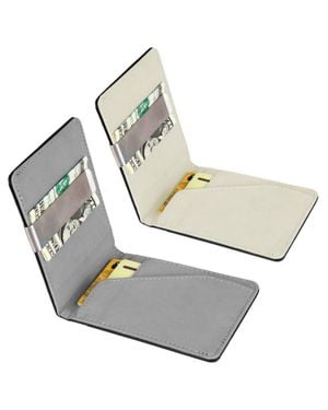 UCID 2Pcs Pu Leather Wallet Rfid Blocking Slim Bifold Credit Card Holder With Money Clip - Metallic