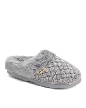 Dearfoams Claire Cable Knit Chenille Clog Slipper - Gray