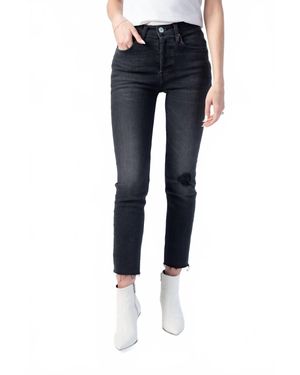 RE/DONE Power Stretch High Rise Ankle Crop Jeans - Blue