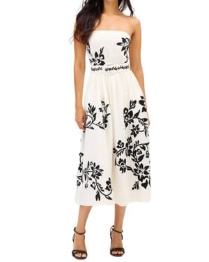 Allison Claire Strapless Midi Dress - White