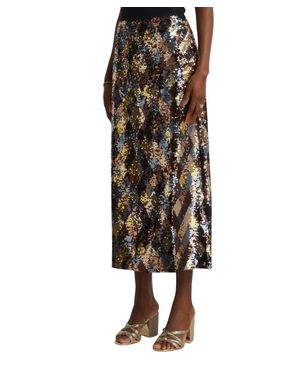 RIXO London Kelly Harlequin Sequin Skirt - Black