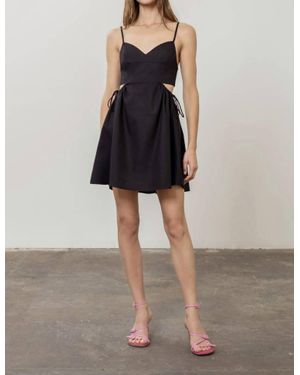 Moon River Sweetheart Neck Waist Drawstring Cut-Out Shirred Smocked Mini Dress - Black