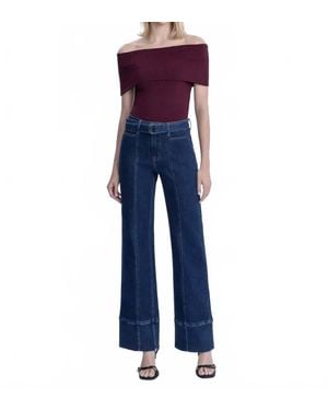 Flying Monkey Jubilant Super High Rise Belt Strap Vintage Flare Jeans - Blue