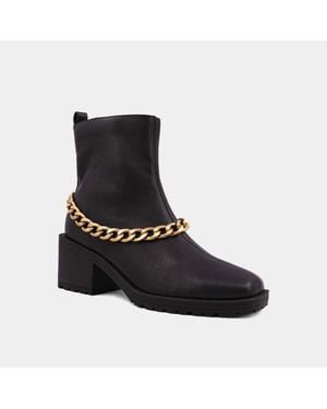 Shu Shop Yenni Combat Boot With Chain - Black
