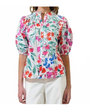 Sugarlips Kivia Blossom Smocked Neck Top - Purple