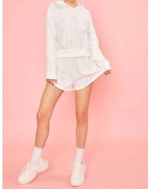 Main Strip Hot Fix Trim Hoodie Sweater Set - Pink