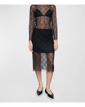 Enza Costa Sheer Lace Slip Skirt - Black