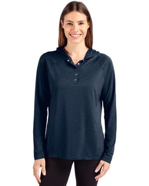 Cutter & Buck Coastline Epic Comfort Hooded Long Sleeve Pullover Shirt - Blue