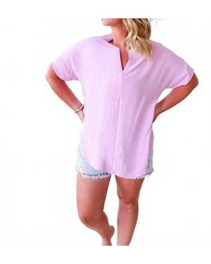 Zenana Bernie Airflow Split Neck Top - Purple