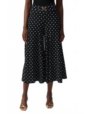 Joseph Ribkoff Silky Knit Dot Print Pull On Culotte Pants - Black