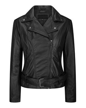 TruClothing Real Leather Slim Fit Biker Jacket - Black