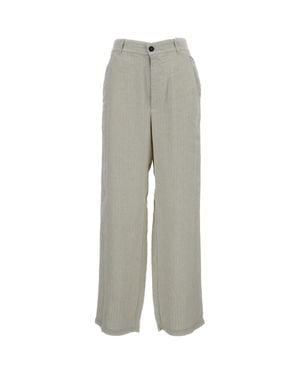 Barena Herringbone Weave Wide-Leg Pants With Elasticated Waistband - Gray