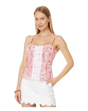 Lilly Pulitzer Shelli Top Mizner Seaside Harbour Blouse Boho Gbo699 - Pink