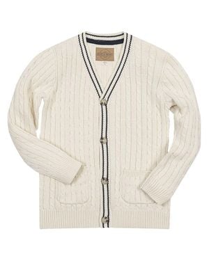 Hope & Henry Organic Cable Cardigan - White