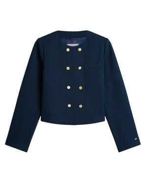 Tommy Hilfiger Cropped Textured Lady Jacket - Blue