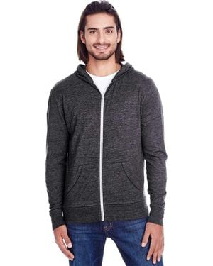 Threadfast Apparel Triblend Full-Zip Light Hooded Sweatshirt - Blue