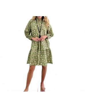 Just Darviny Megan Button Front Mini Dress - Green