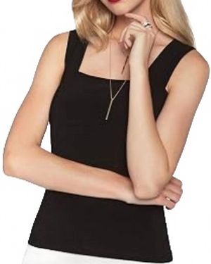 FRANK LYMAN Square Neck Knit Tank - Black