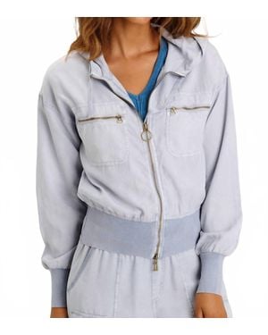 XCVI Karney Distressed Zip Bomber Jacket - Gray