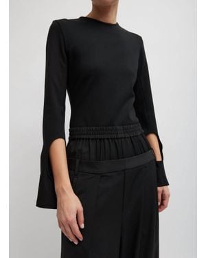Tibi Compact Ultra Stretch Half Moon Cutout Top - Black