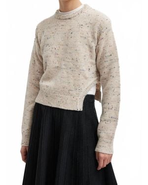Tibi Confetti Shrunken Crewneck Pullover - Natural
