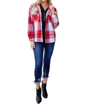 Jodifil A Good Thing Going Plaid Shacket - Red
