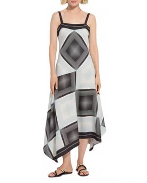 Lyssé Sarai Handkerchief Asymmetric Midi Dress - Gray
