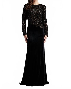 Tadashi Shoji Sinnott Chenille Embroidered Gown - Black
