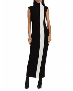 NonChalant Label Estella Rib Knit Striped Sleeveless Column Maxi Dress - Black