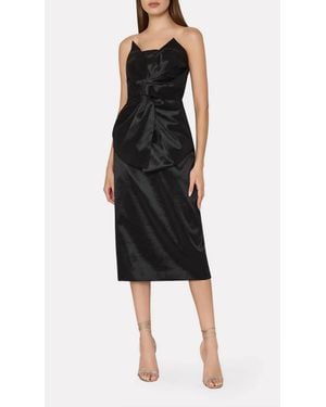 MILLY Harlow Bow Taffeta Strapless Dress - Black
