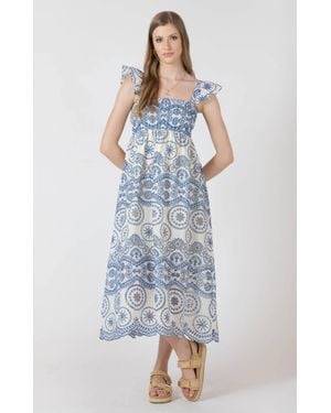 Dex Sweet Days Embroidered Dress - Blue