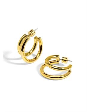 Rho Two Tone Small Double Hoop Earring - Metallic