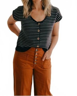 The Workshop Jovi Button Knit Top - Black