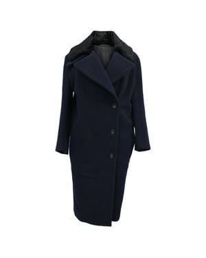 Acne Studios Era Single-Breasted Faux Fur Collared Coat - Blue