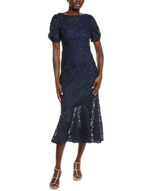 Kay Unger Portia Tea-Length Dress - Blue